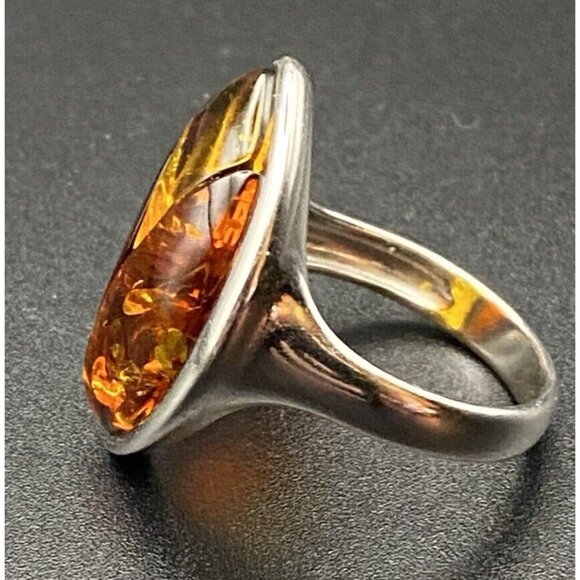 Multi-Color Baltic Amber Ring Size 7.25 925 Sterling Silver 5.4 G 23 h x 17.7 mm - Picture 5 of 16